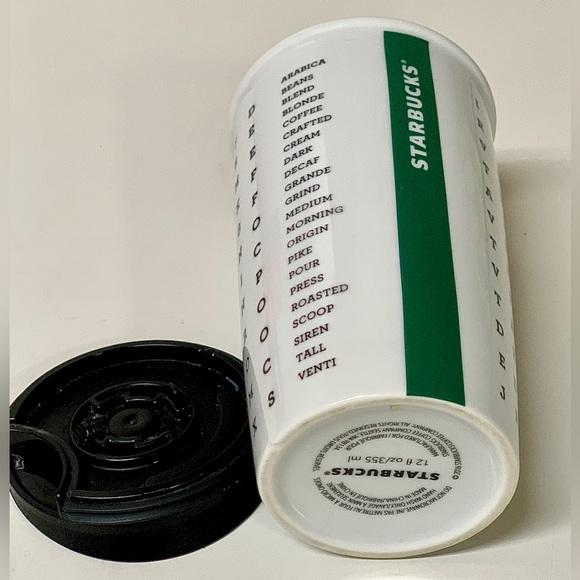 2016 Limited Edition 12 oz STARBUCKS COFFEE Word Search Eye Chart Travel Mug - Picture 6 of 16